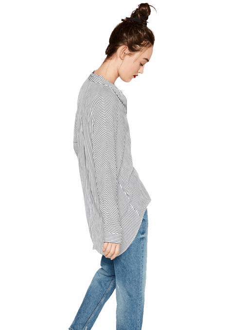 Zara OVERSIZED SHIRT White Navy