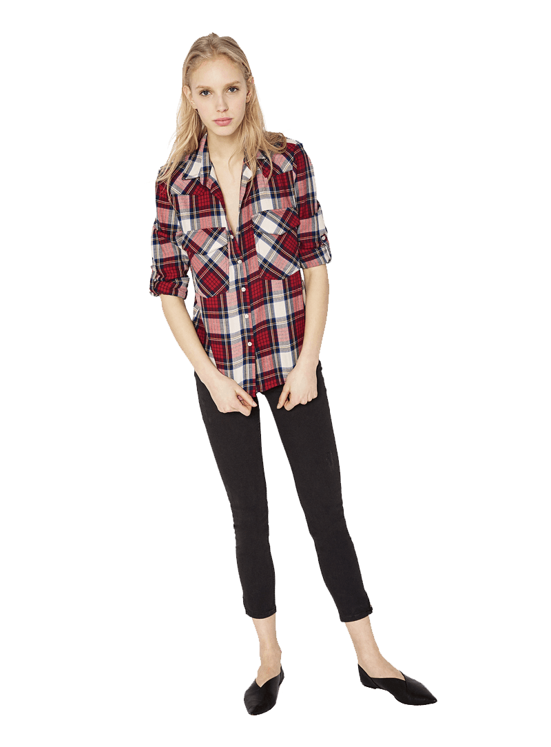 Zara V-NECK CHECK SHIRT